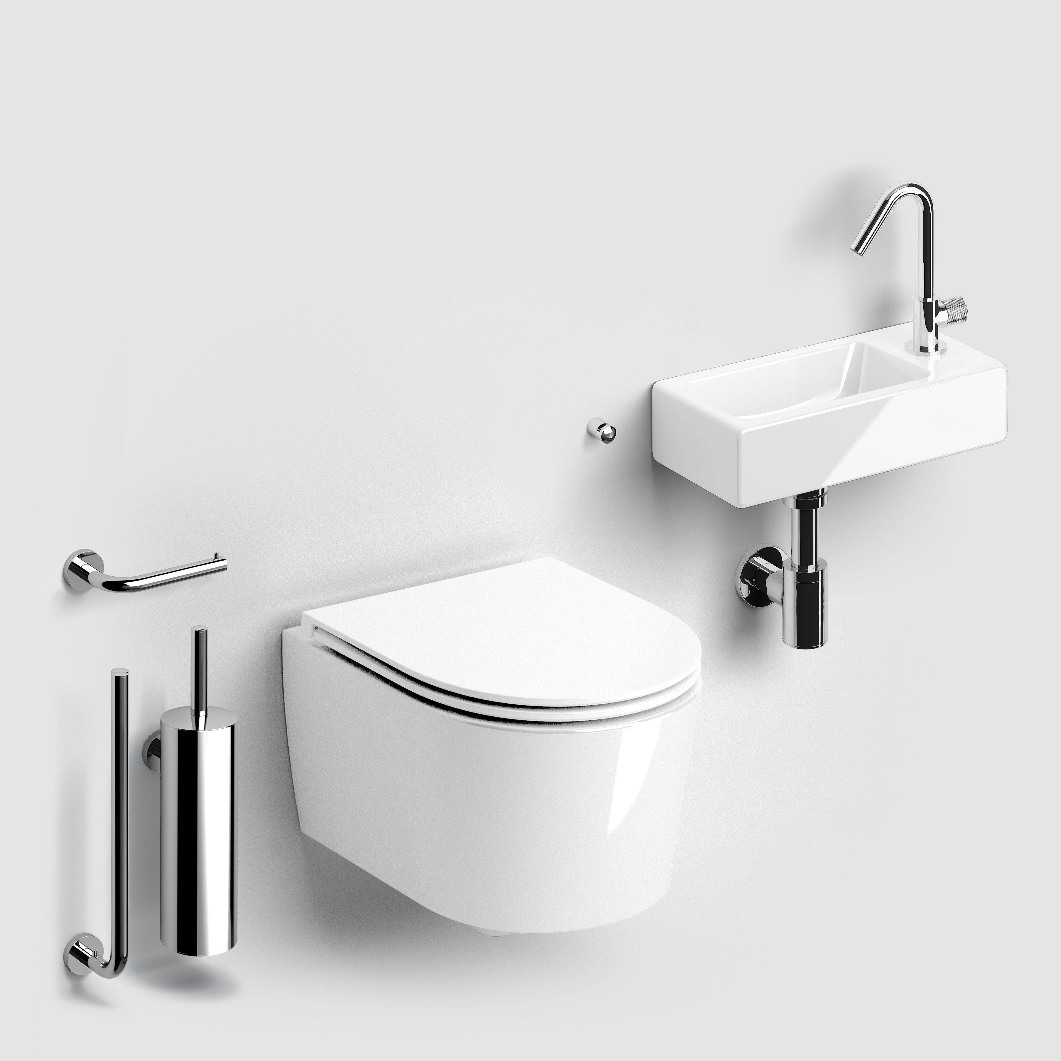 Clou InBe toilet 48 cm met InBe fonteinset 3 en InBe acc.set